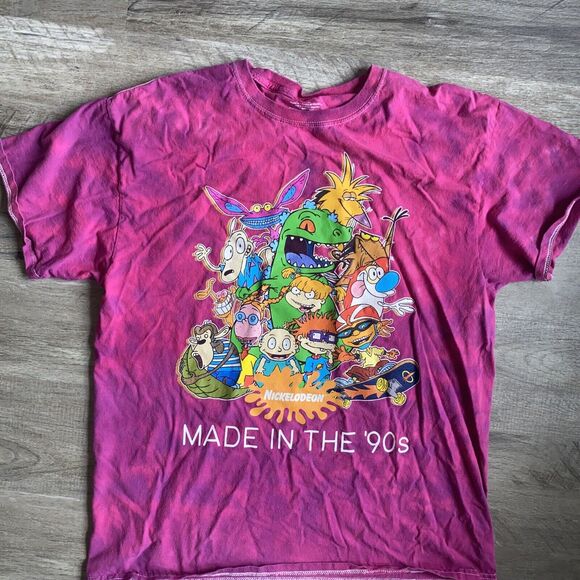 Nickelodeon 2019 Rugrats T shirt Large Pink Cartoon Tie Dye - Picture 1 of 4